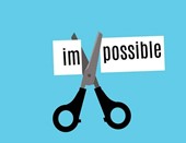 ciseaux découpant le mot impossible